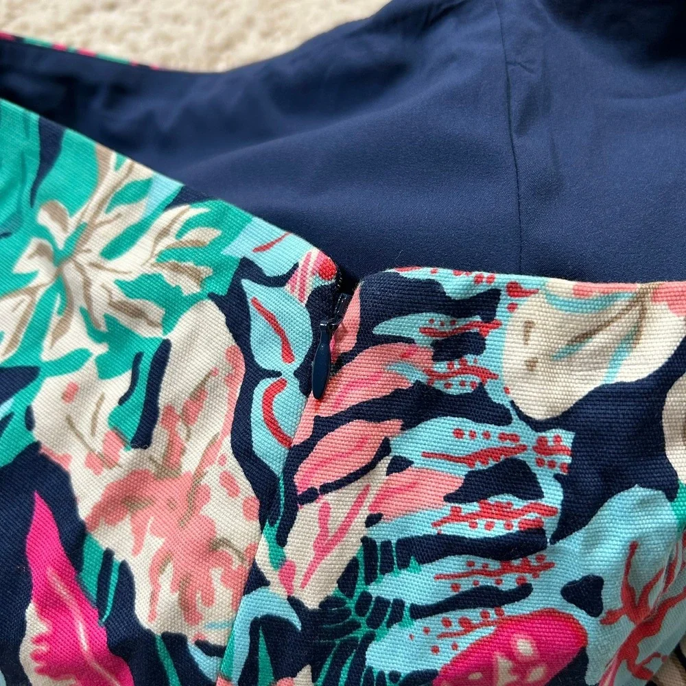 Talbots Skirt 8P Petites Pink Tropical Floral Print Cotton Blend Mini Skirt New
